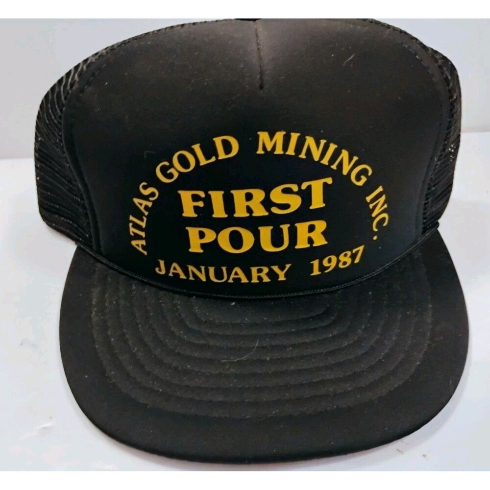 Vtg 1987 Atlas Gold Mining First Pour Trucker Hat Nevada Gold Bar Mine Foam Cap